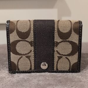Coach Tan and Black Signature Wallet
